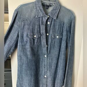 American Eagle Outfitters Blue Lace Detail Shirt